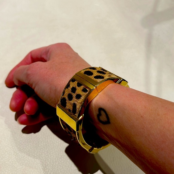 J. Crew Leopard and Gold Calf Hair Cuff Bracelet - Picture 3 of 6